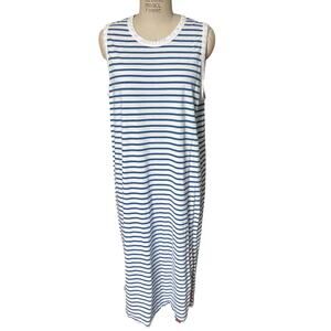 KULE The Tank Dress in White & Royal Blue Cotton Size XXL